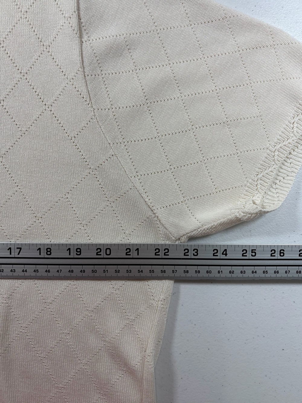 Alfred Dunner Cream Pointelle Diamond Knit Top (XL) - Picture 4 of 7